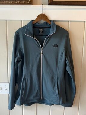 The North Face Women’s Teal Grey Full-Zip Lightweight Fleece Jacket, Size XL
